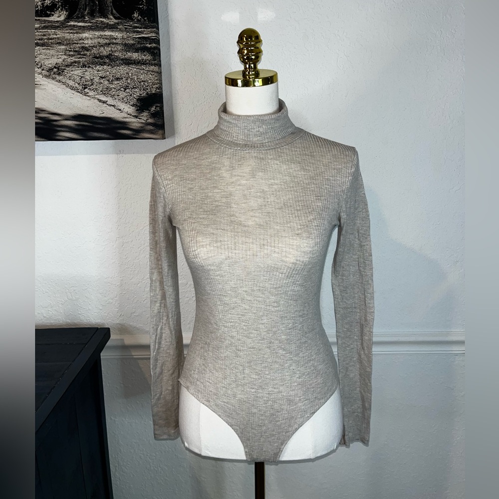 Elegant Beige Turtleneck Bodysuit